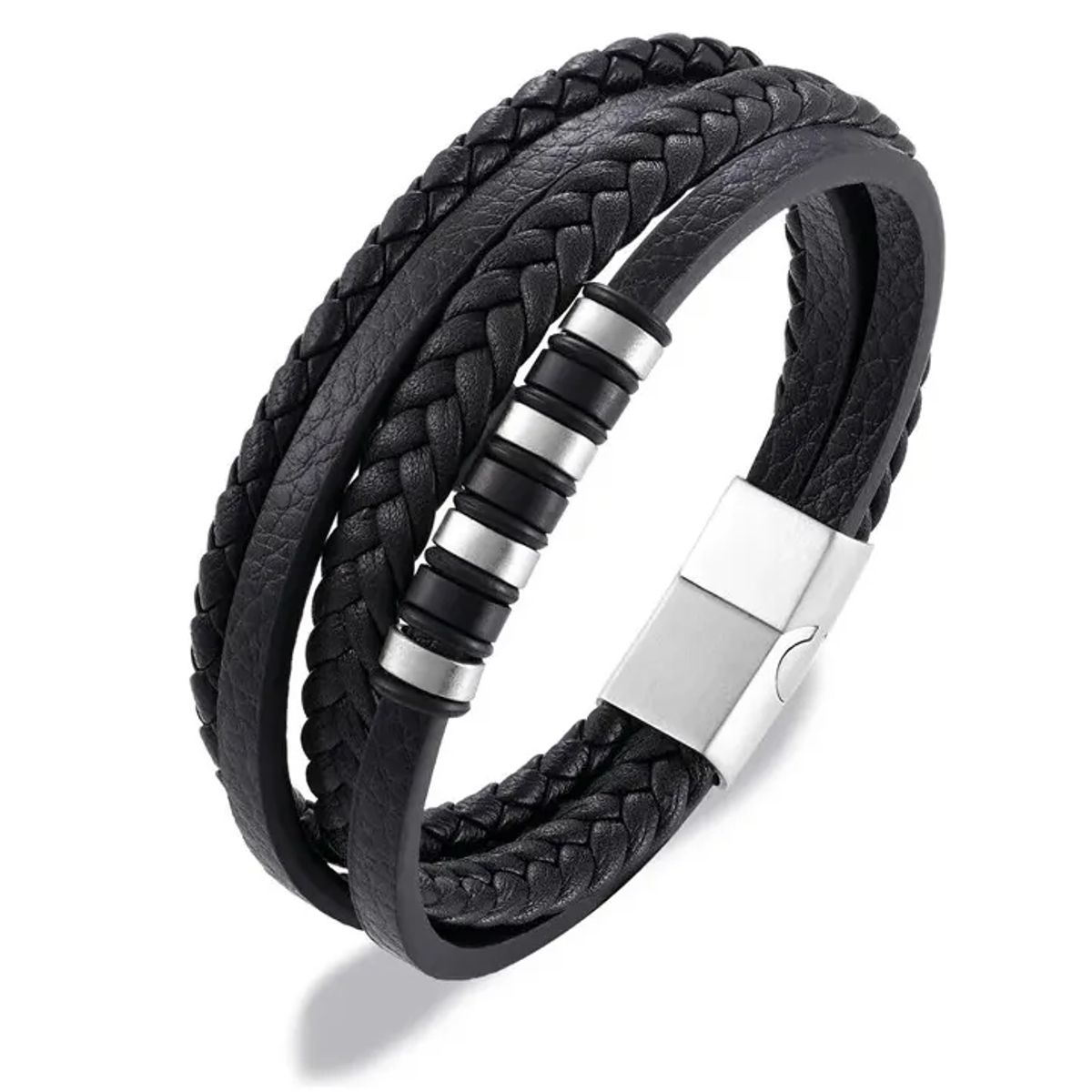 GENERICO - Pulsera De Caballero De Cuero Black Space Elegante