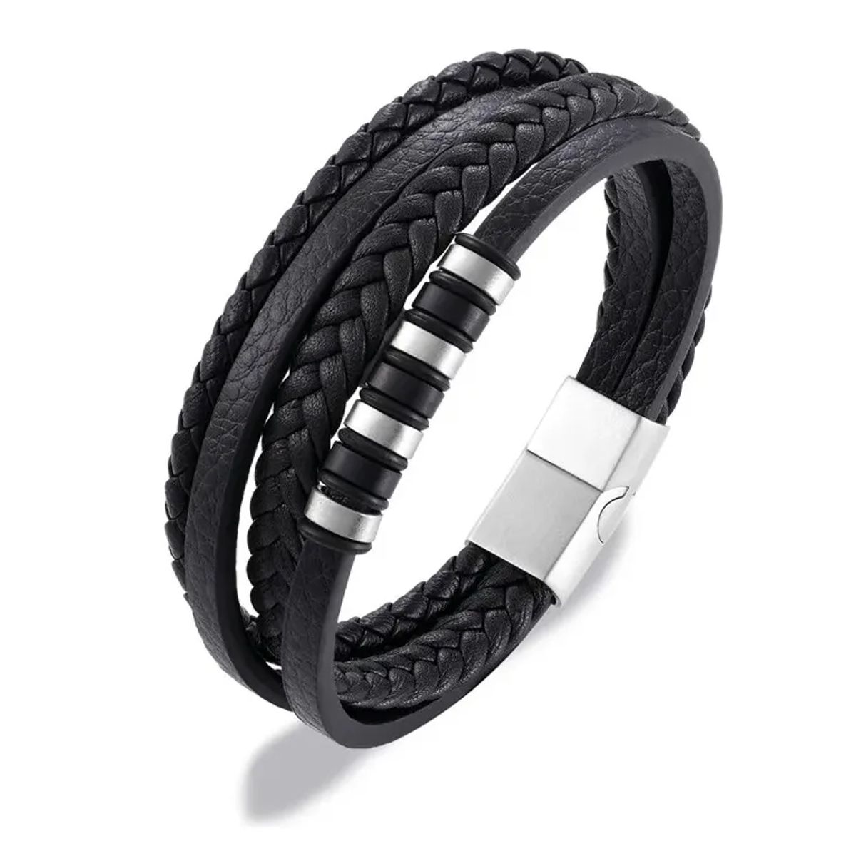 GENERICO - Pulsera De Caballero De Cuero Black Space Elegante