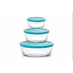 GENERICO - Set De 3 Tappers De Vidrio Con Tapas Azul