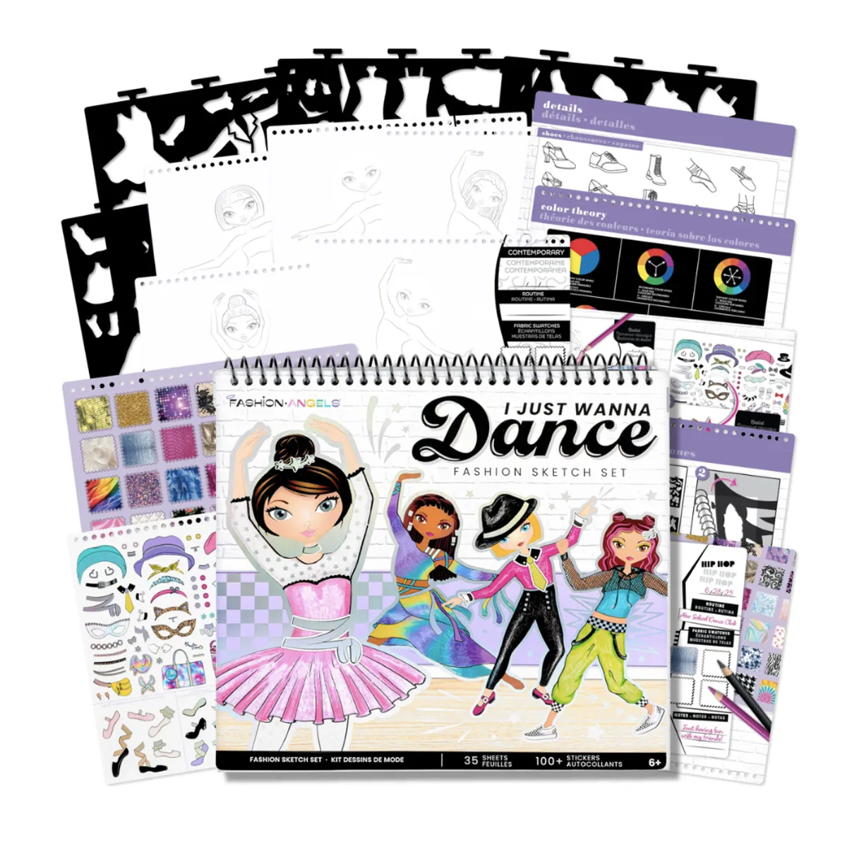 FASHION ANGELS - Cuaderno Portafolio Diseñar Baile Stickers Fashion Angels