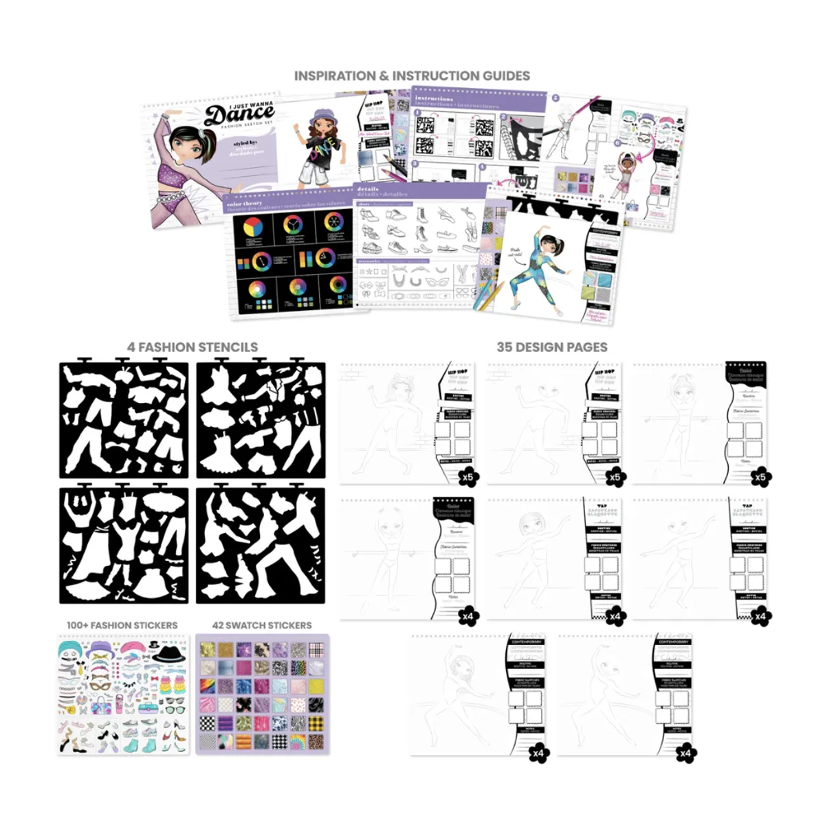 FASHION ANGELS - Cuaderno Portafolio Diseñar Baile Stickers Fashion Angels