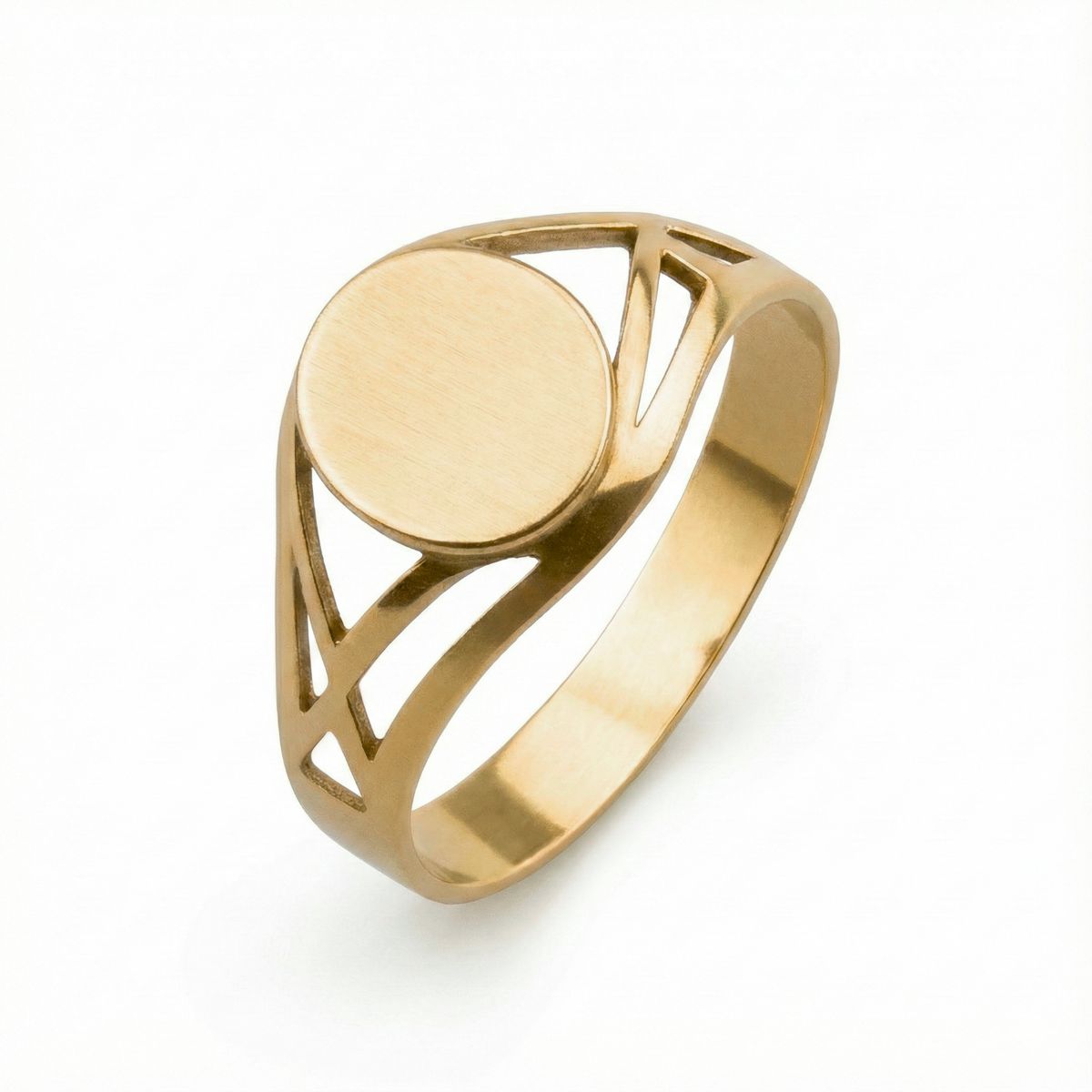 JB JOYAS BARON - Anillo Oro 18kt Sello Redondo Calado