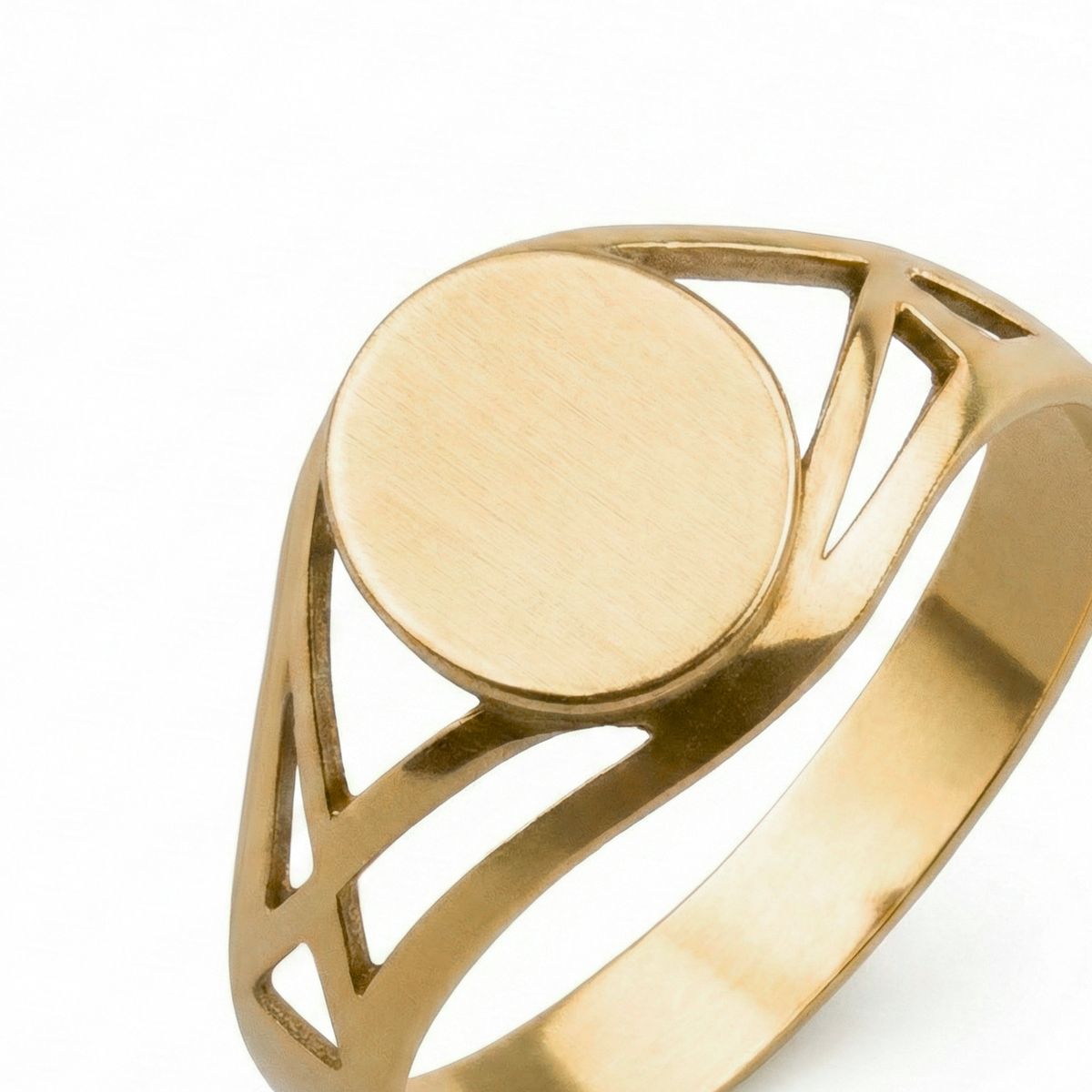 JB JOYAS BARON - Anillo Oro 18kt Sello Redondo Calado