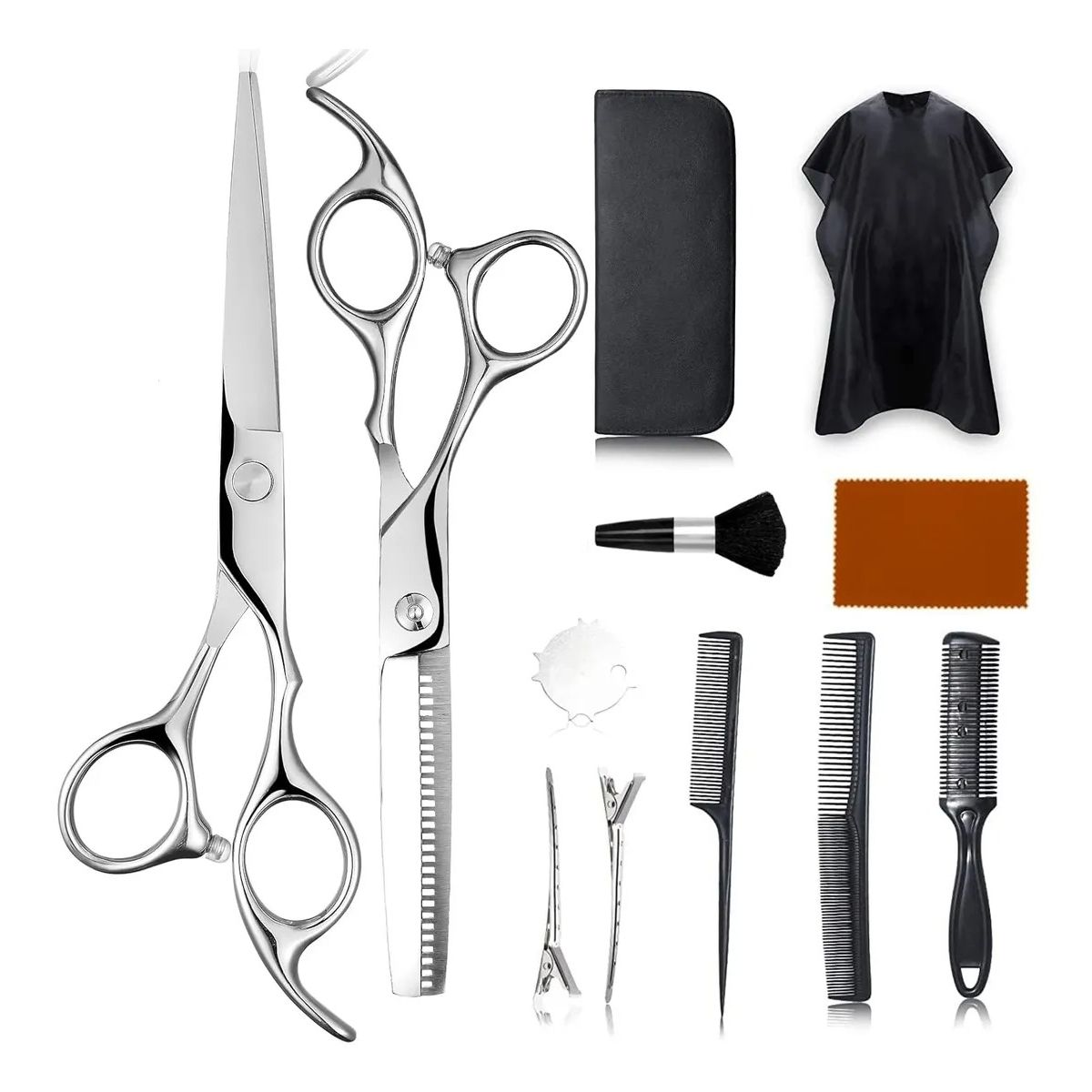 EVERSO - Set 12 Tijera Cortar Pelo Entresacadora Cabello Peluquería Plateado