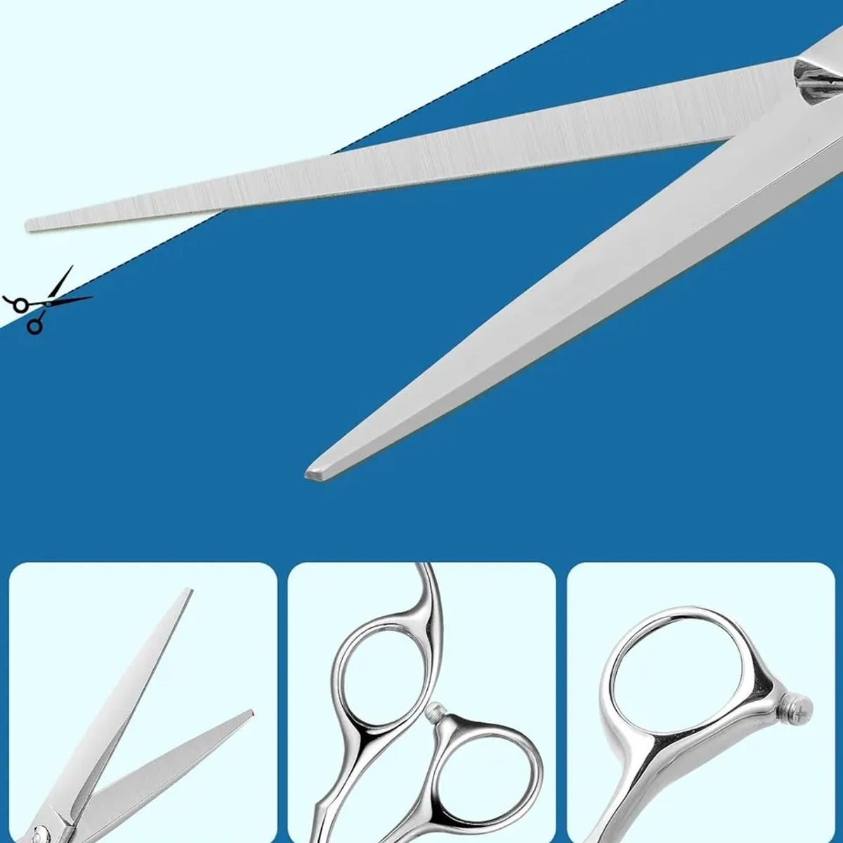 EVERSO - Set 12 Tijera Cortar Pelo Entresacadora Cabello Peluquería Plateado