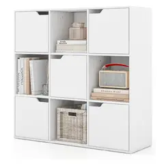 YOMYM - Librería de 9 Compartimentos 5 Puertas Cierre Magnético Mueble de Almacenaje 90 x 29 x 90 cm