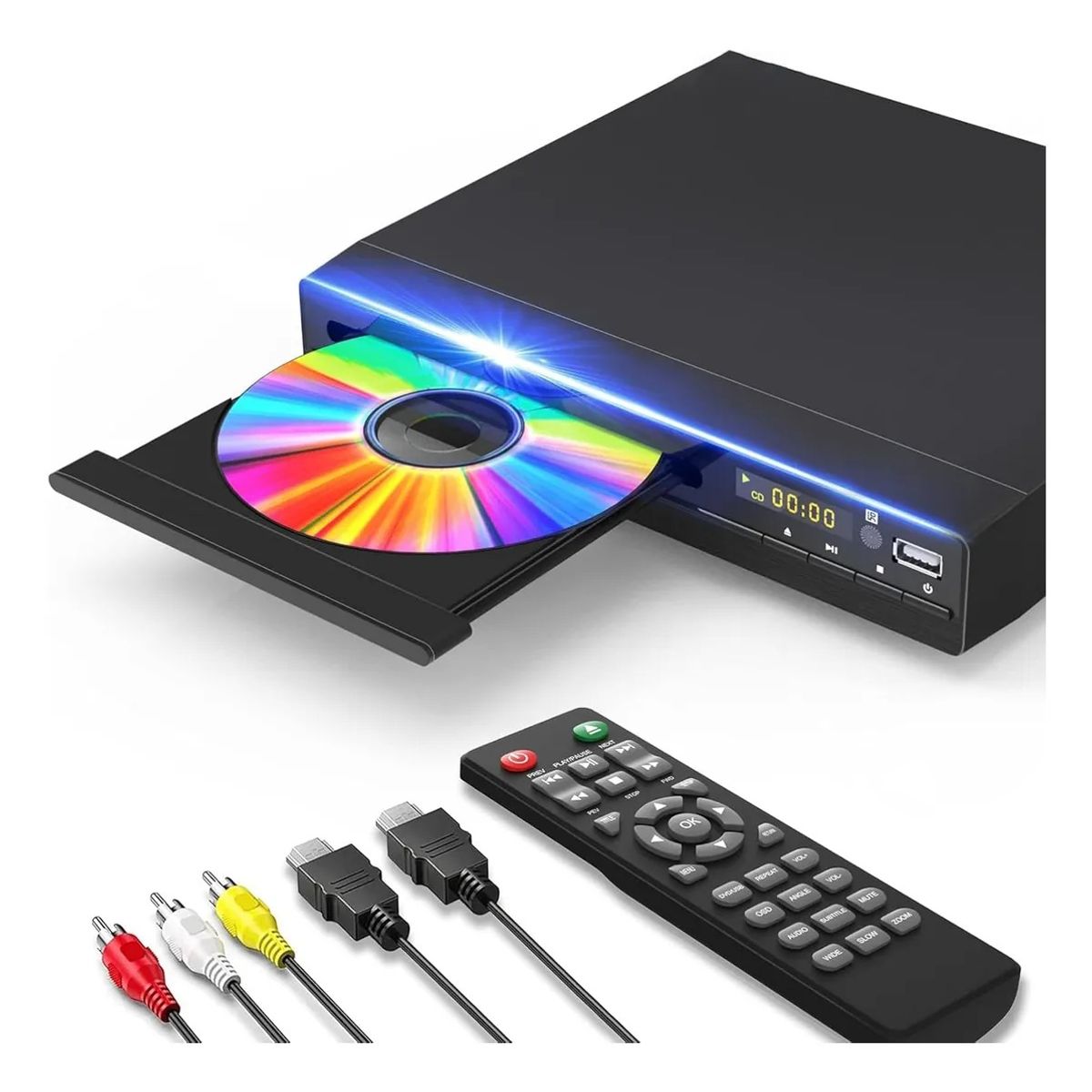 EVERSO - Reproductor De Dvd Cd Para Tv Hd 1080p Usb Con Cable Hdmi