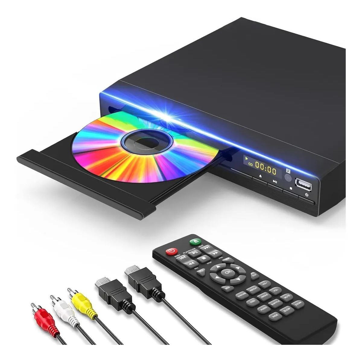 EVERSO - Reproductor De Dvd Cd Para Tv Hd 1080p Usb Con Cable Hdmi