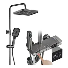 EVERSO - Ducha Columna Moderna 4 Funciones Llave Botones Baño