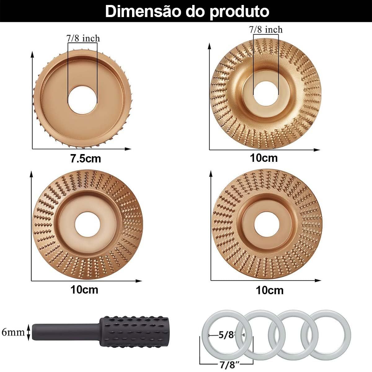 KUANGYE - Disco Desgaste Madera Estándar 16 Y 22 Mm Lijado Esmeril 13u Dorado