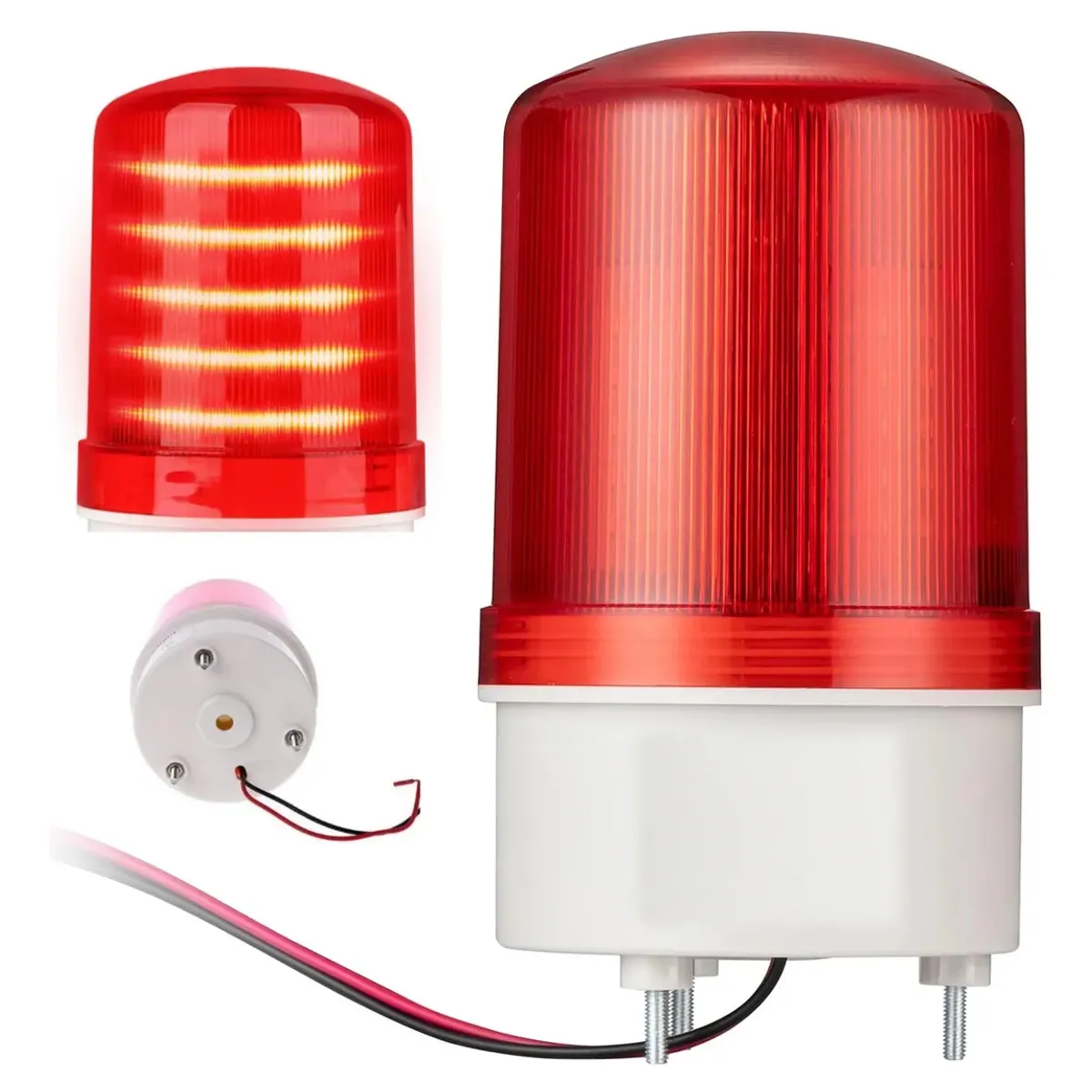KUANGYE - Baliza Giratoria Led Con Sirena 220v Rojo Porton Alarma