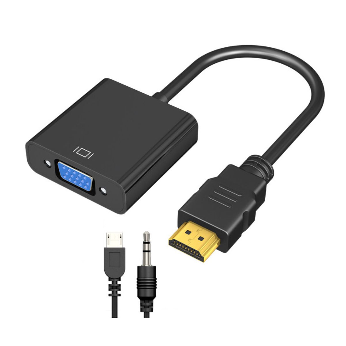 GENERICO - AdaptadorCable HDMI a VGA con Audio y Alimentación Incluye Cable HD