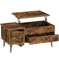 YOMYM - Mesa de comedor de madera con mesa auxiliar ajustable y espacio de almacenamiento 100×50×48cm