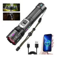 EVERSO - Linterna Led Largo Alcance Tactica Recargable Tipo-c 1000lm