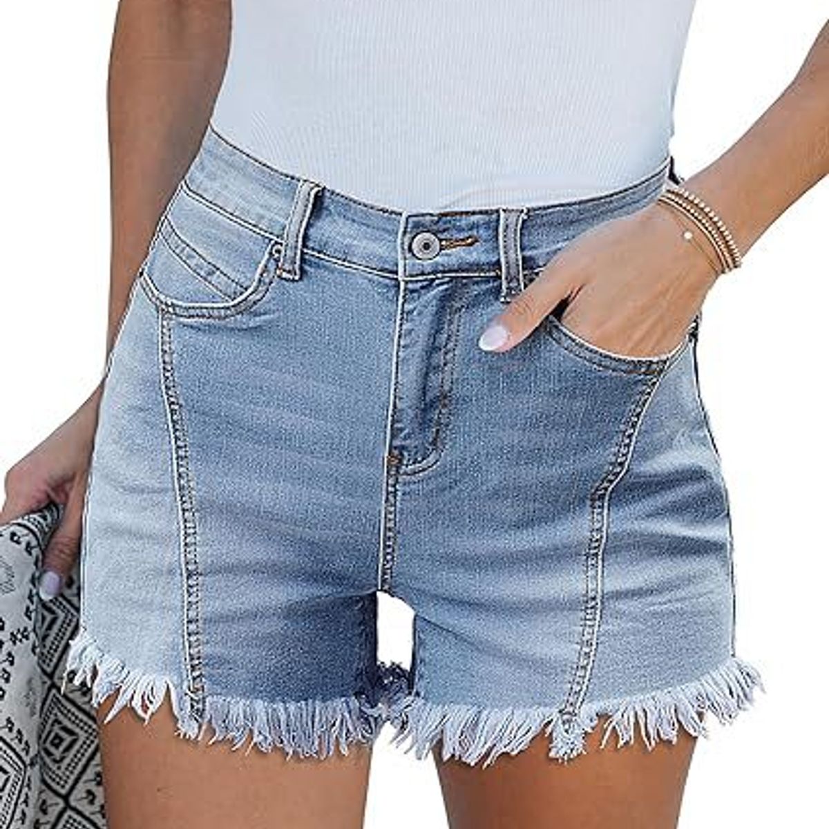 TIOZONEY - Pantalones cortos de mezclilla para mujer