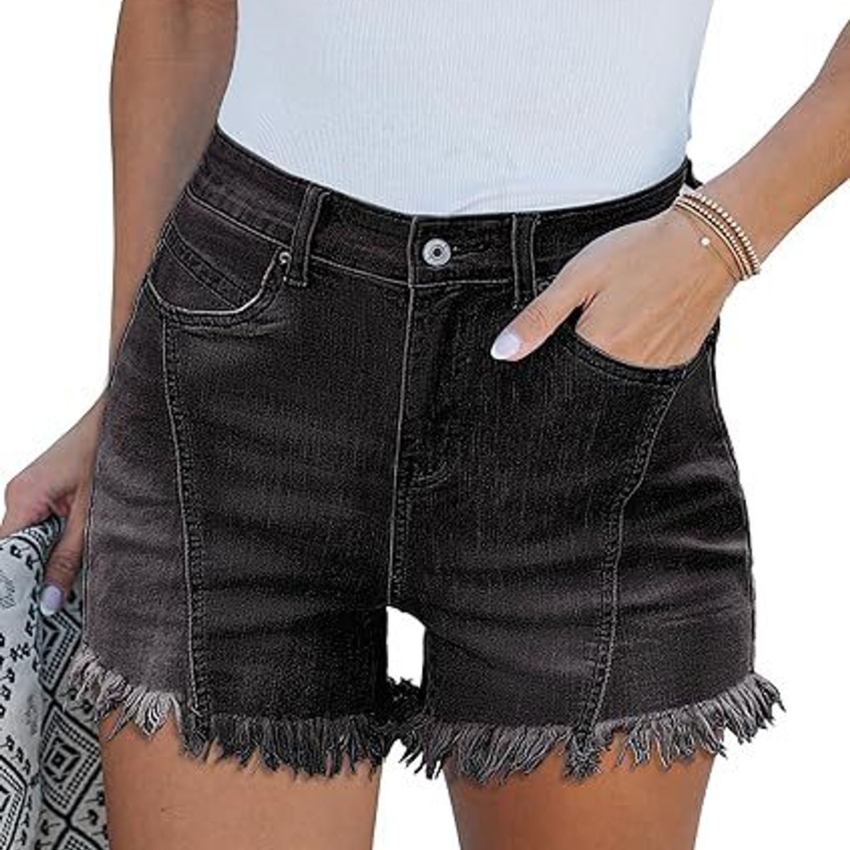 TIOZONEY - Pantalones cortos de mezclilla para mujer
