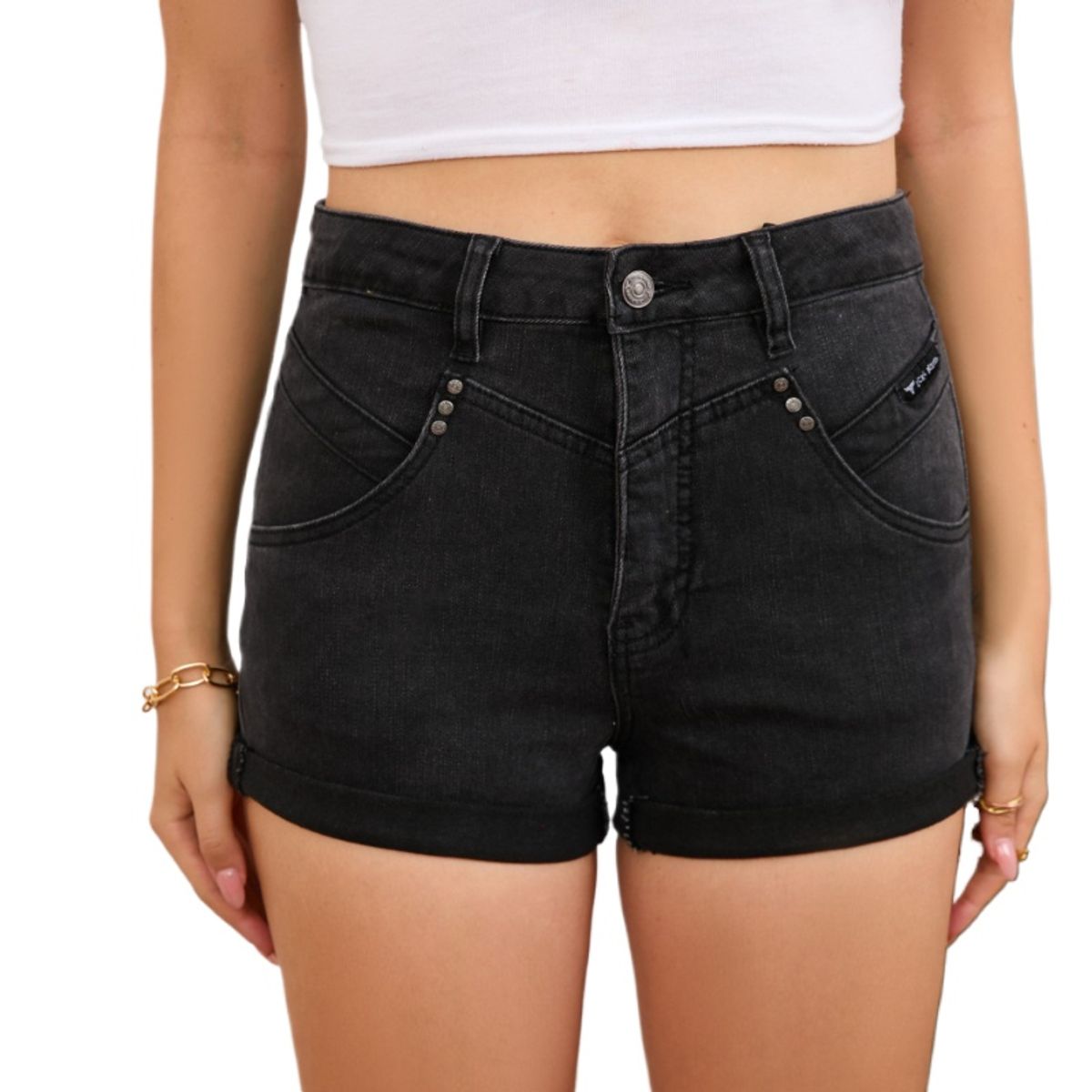 TIOZONEY - Short vaquero adelgazante de corte alto