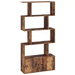 YOMYM - Librería de pie con armarios y estantes multifunción marrón retro 70×24×151cm