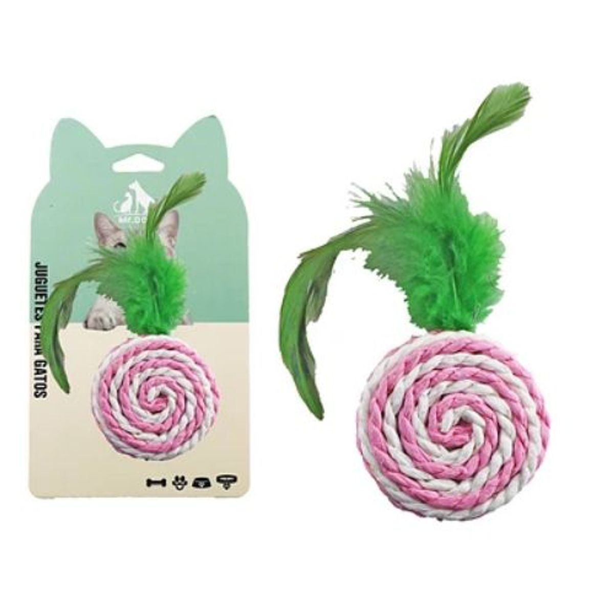 GENERICO - Juguete para gato pelota redonda de papel con pluma