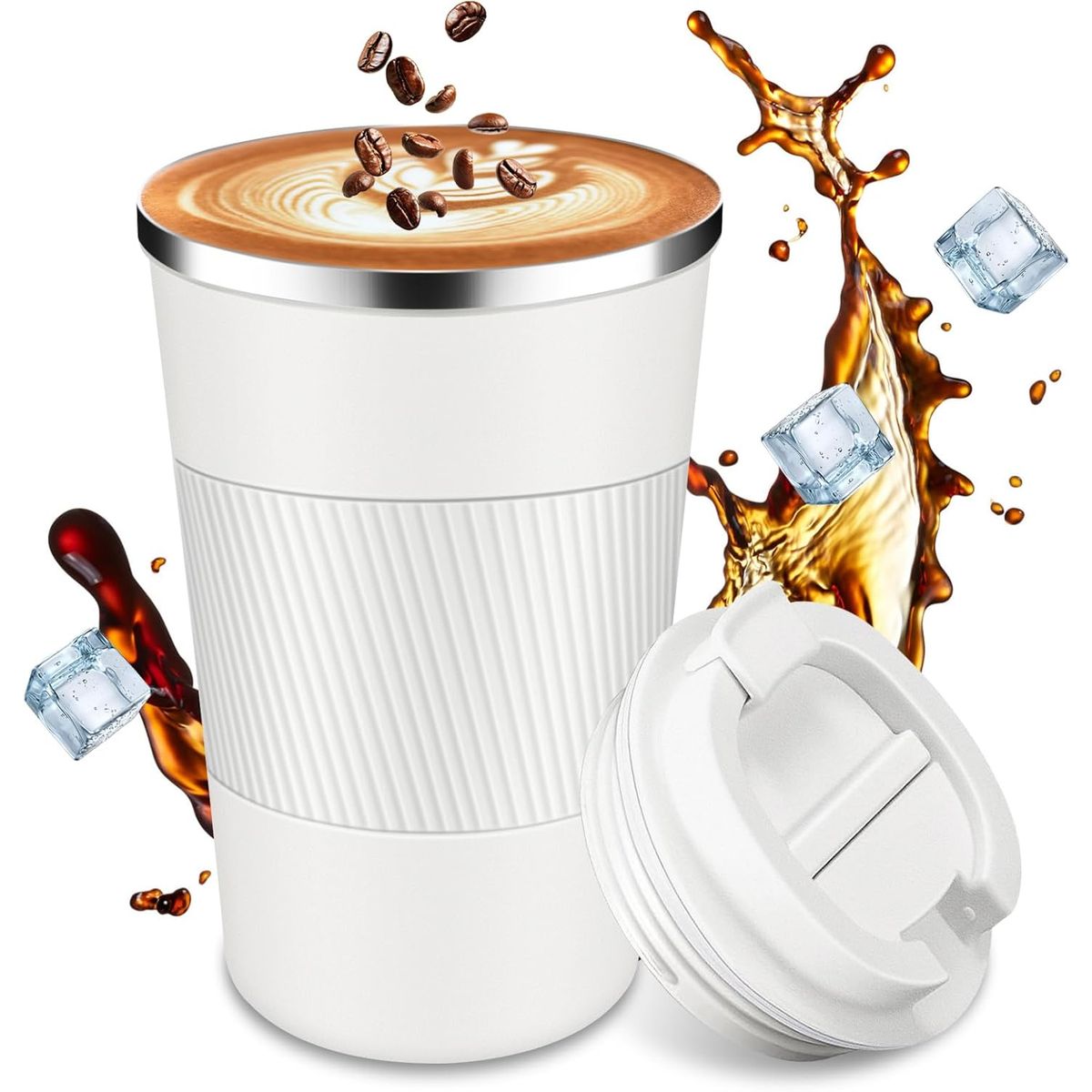 EINICIO - 500ml Termos Para Agua De Acero Inoxidable Viaje Oficina-Blanco