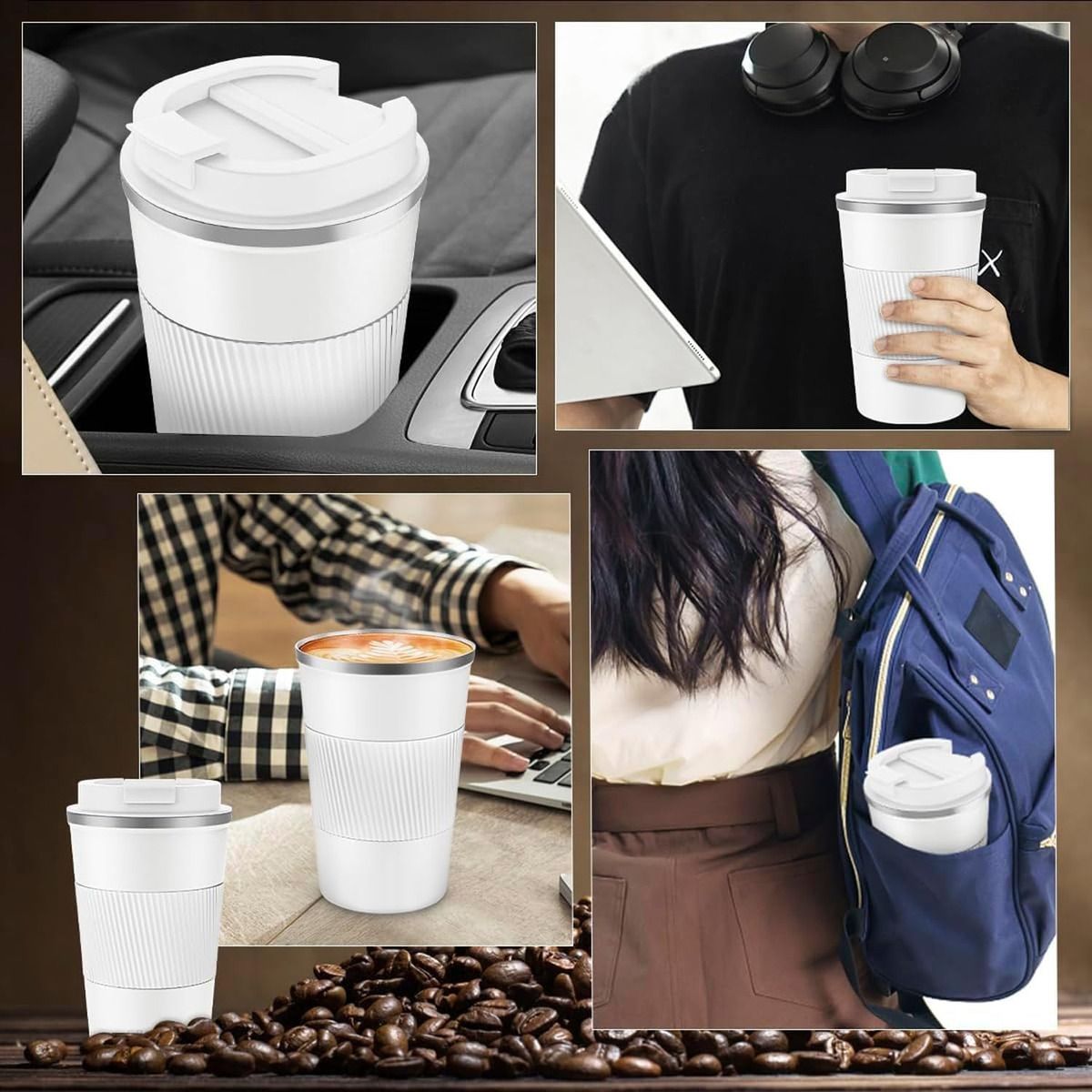 EINICIO - 500ml Termos Para Agua De Acero Inoxidable Viaje Oficina-Blanco