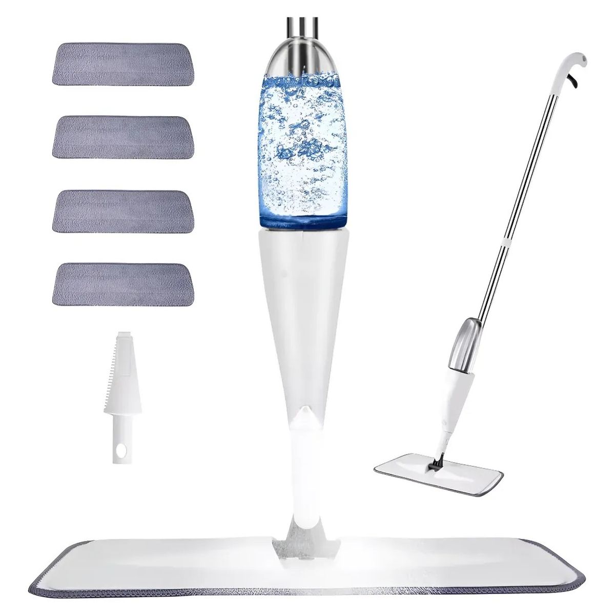 KUANGYE - Trapeador Spray Pulverizador Microfibra 4 Almohadillas Tela