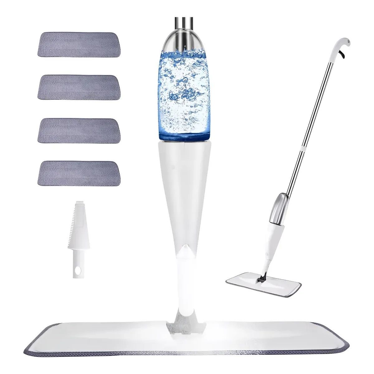 KUANGYE - Trapeador Spray Pulverizador Microfibra 4 Almohadillas Tela