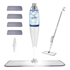 KUANGYE - Trapeador Spray Pulverizador Microfibra 4 Almohadillas Tela