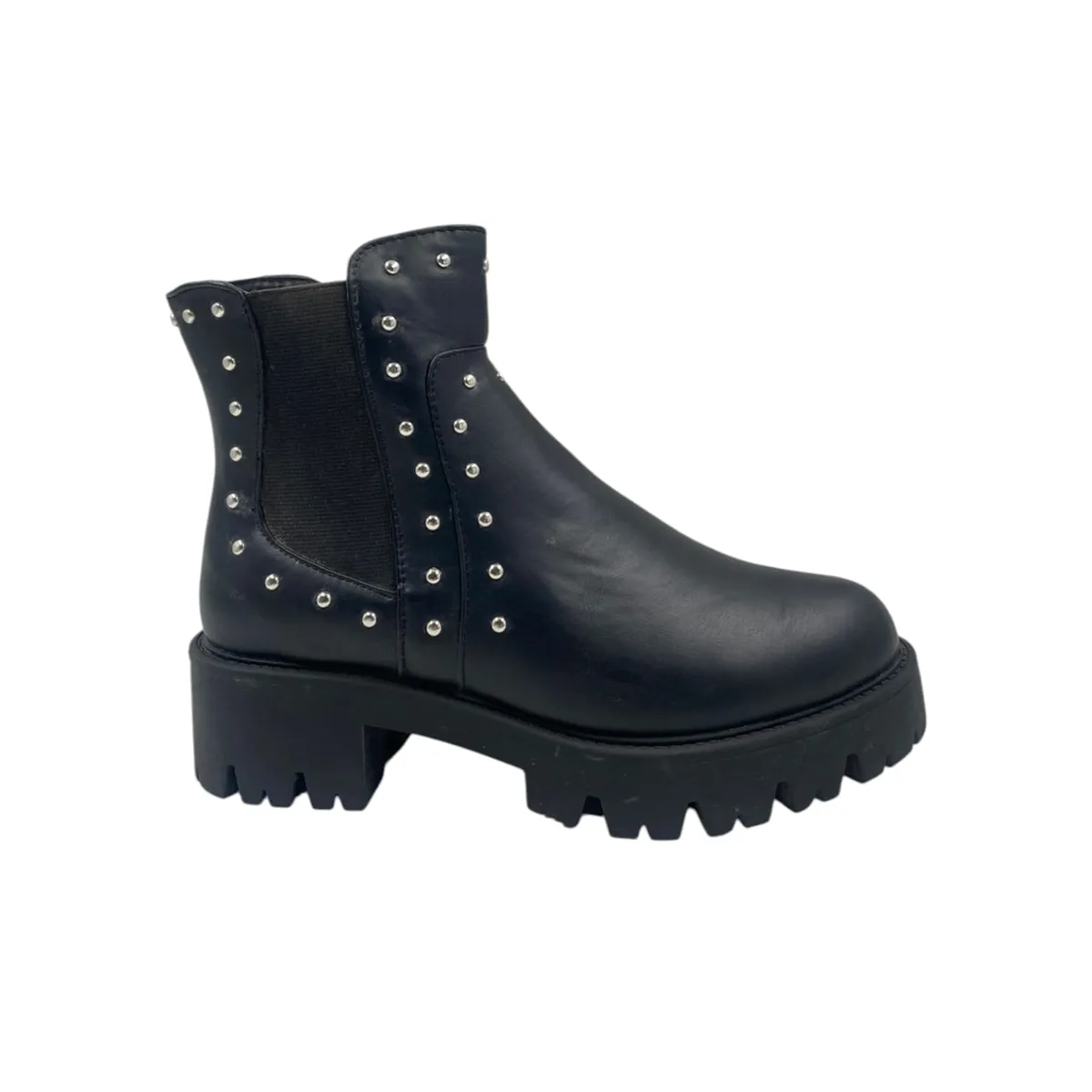 HERIEL - Botin Negro Plataforma Tachas Mujer