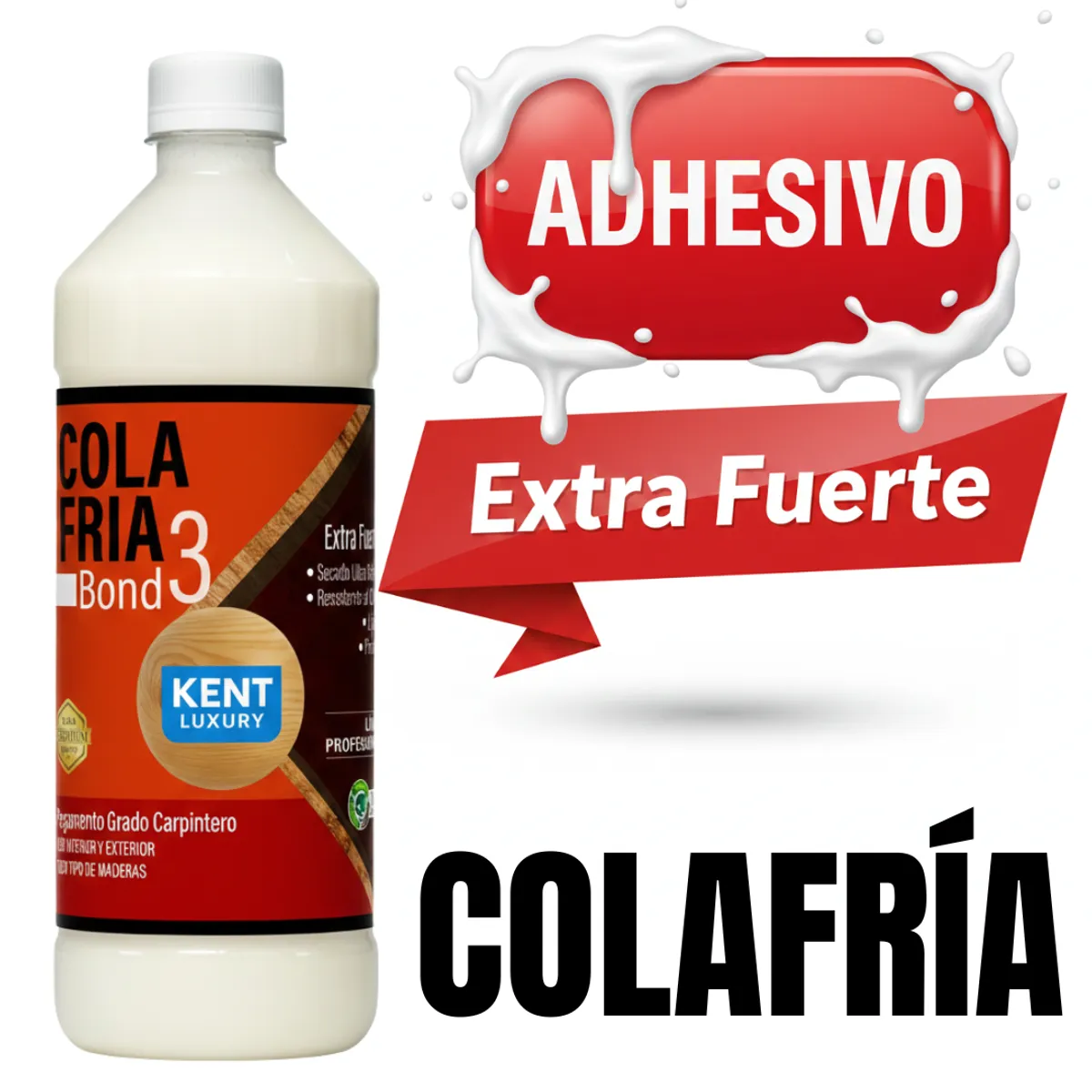 KENT - ADHESIVO EXTRAFUERTE - COLA FRIA CARPINTERO - 1 LITROS
