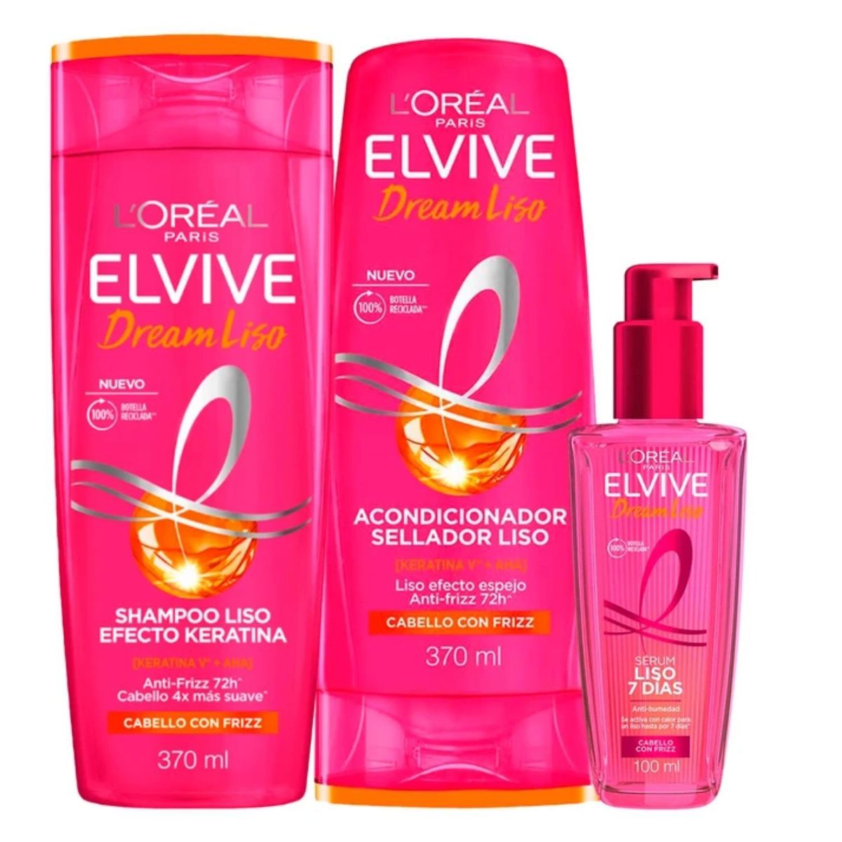 LOREAL PARIS - Sérum Shampoo y Acondicionador Elvive Dream Liso Control de Frizz L’Oréal Paris