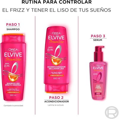 Imagen 2 del producto Sérum Shampoo y Acondicionador Elvive Dream Liso Control de Frizz L’Oréal Paris