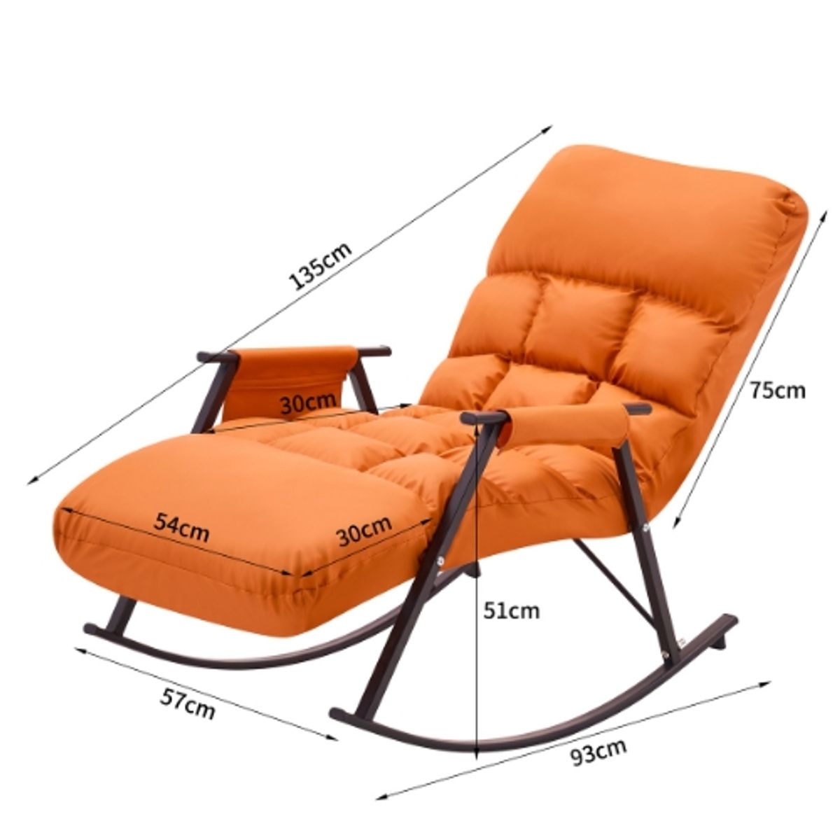 CRUSEC - Sillón Mecedora Comodidad Interior Exterior Reclinable Hogar - Naranja