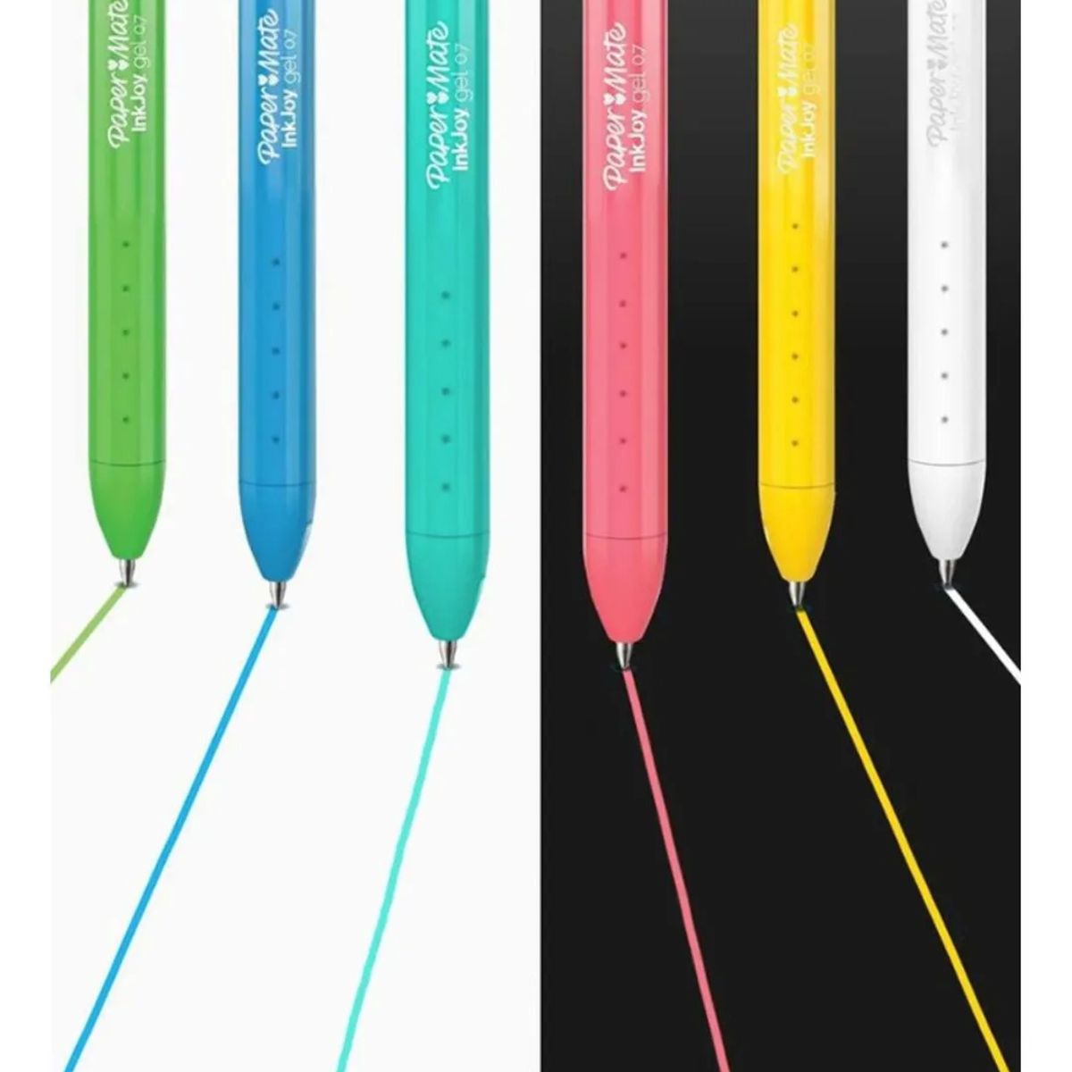 PAPER MATE - Set 10 Lápices Gel Inkjoy Paper Mate Retráctil Punta F 07mm