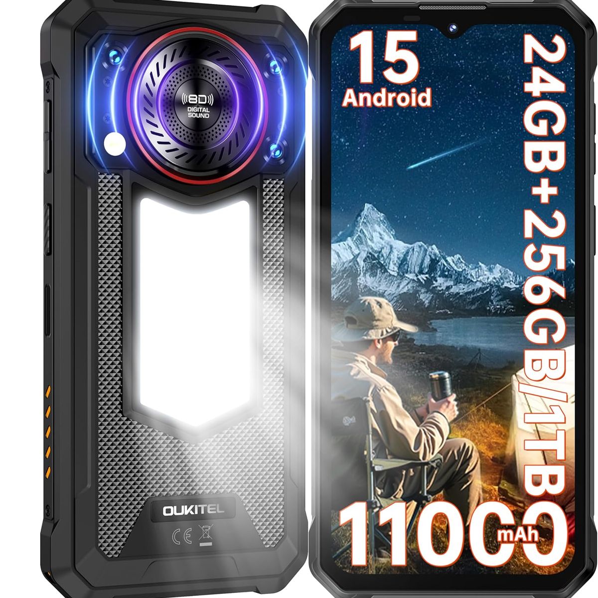 OUKITEL - OUKITEL WP53 PRO Celular 24GB+256GB 11000mAh Android 15 Smartphone-Negro
