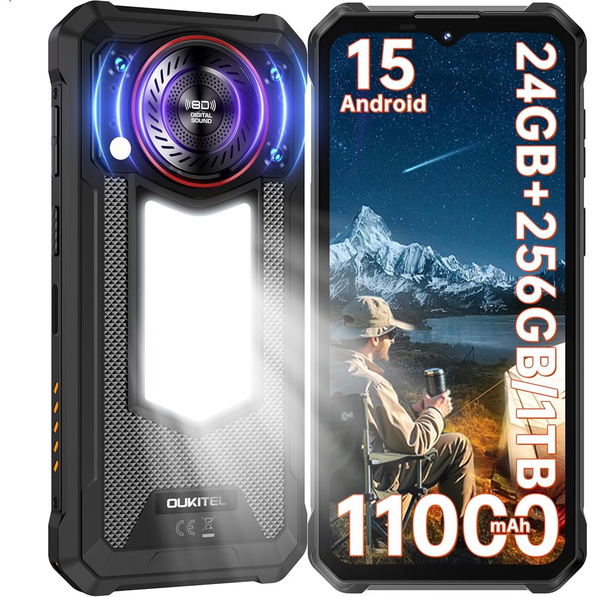 OUKITEL - OUKITEL WP53 PRO Celular 24GB+256GB 11000mAh Android 15 Smartphone-Negro