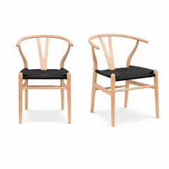 MEYA MUEBLES - Pack x 2 Sillas Wishbone Negra