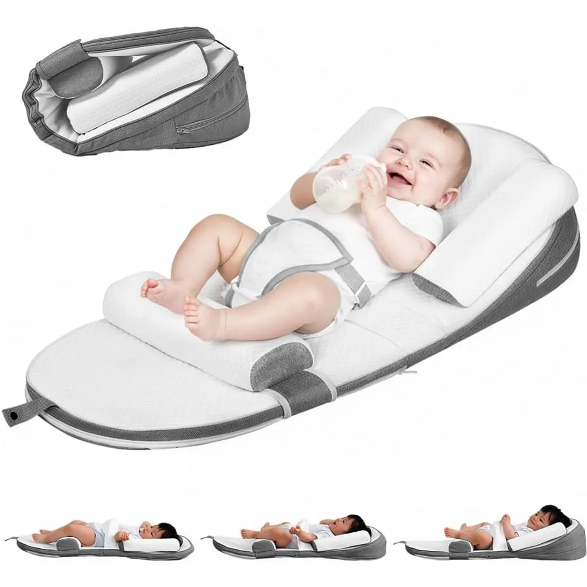 EVERSO - Cojín Antireflujo Bebé Ergonomico Viscoelastico Con Cinturon