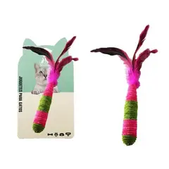 GENERICO - Juguete para gato zanahoria de hilo con pluma