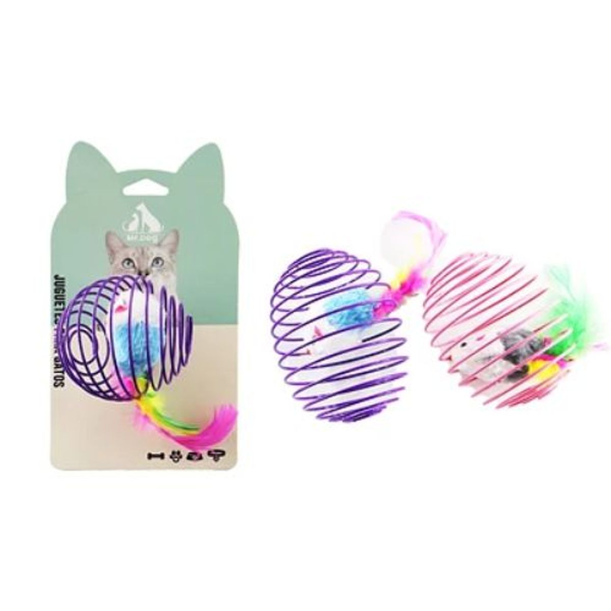 GENERICO - Juguete para gato ratón de jaula de hierro extensible Color Rosado