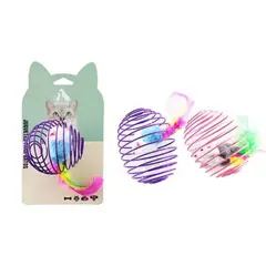 GENERICO - Juguete para gato ratón de jaula de hierro extensible Color Rosado