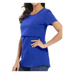 KIVARA - Polera Lactancia Maternidad Ana Manga Corta Azul