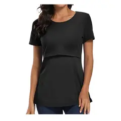 KIVARA - Polera Lactancia Maternidad Ana Manga Corta Negra