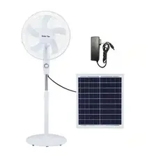 GENERICO - Ventilador Pedestal Solar Recargable De 5 Aspas Blanco