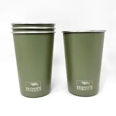 LENGA - Vasos Acero Inoxidable Verde Musgo Pack 4 Unidades 473ml Lenga®