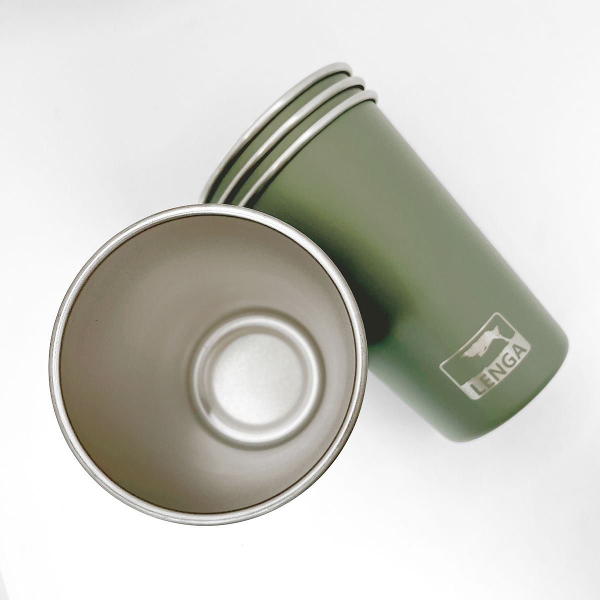 LENGA - Vasos Acero Inoxidable Verde Musgo Pack 4 Unidades 473ml Lenga®