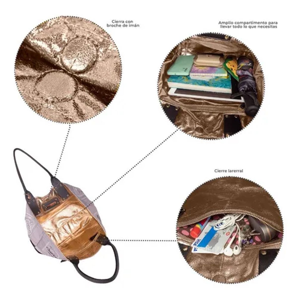 NICOLE LEE - Cartera tote reversible 2 en 1 Nicole Lee