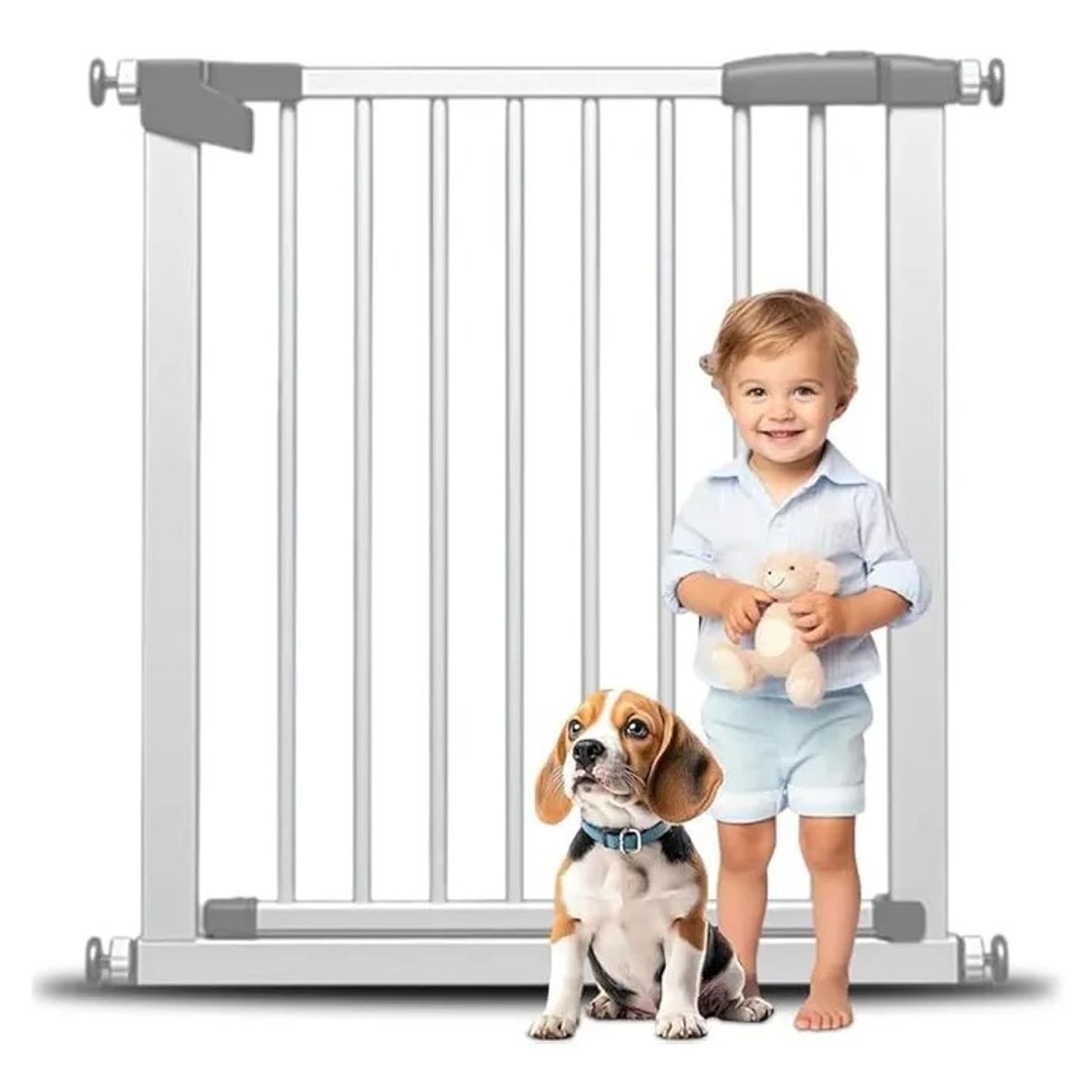 EVERSO - Reja De Seguridad Escalera Puerta Ajustable Bebés Y Mascotas 75-84cm Más10 Cm