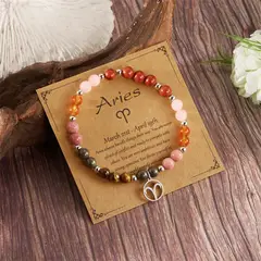 GENERICO - Pulsera zodiacal Aries Cristal de piedras naturales