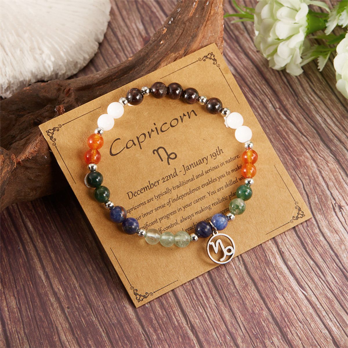 GENERICO - Pulsera zodiacal Capricornio  Cristal de piedras naturales